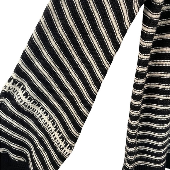 Loft Cotton knit sweater, black and white with the cutest seams. Womens Large. - Picture 2 of 6
